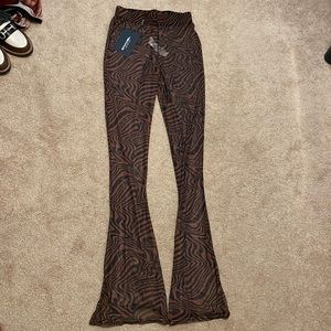 Sheer PLT brown swirl flare pant size US 2